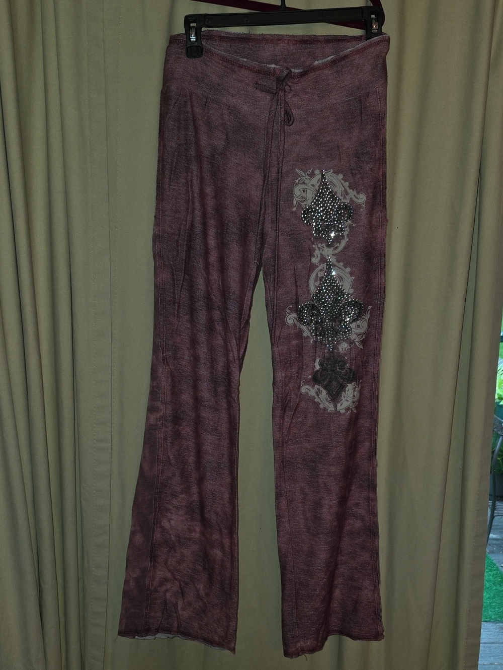 Vocal Plum Rhinestone Boot-Cut Pants